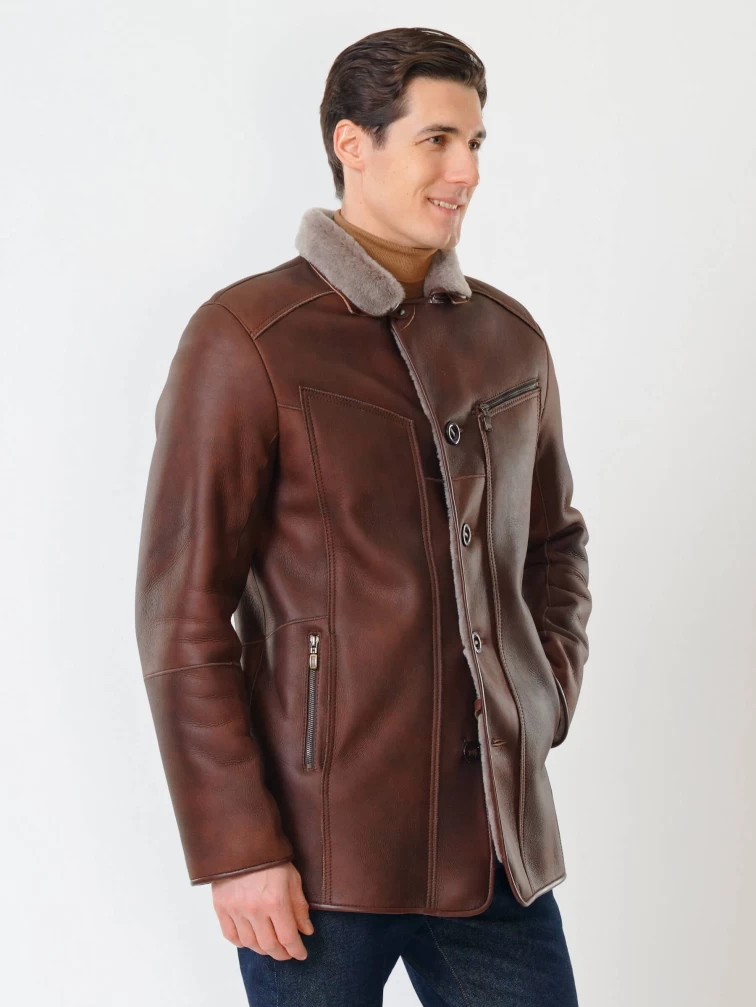 Классическая мужская дубленка 402, виски, размер 50, артикул 70420-5