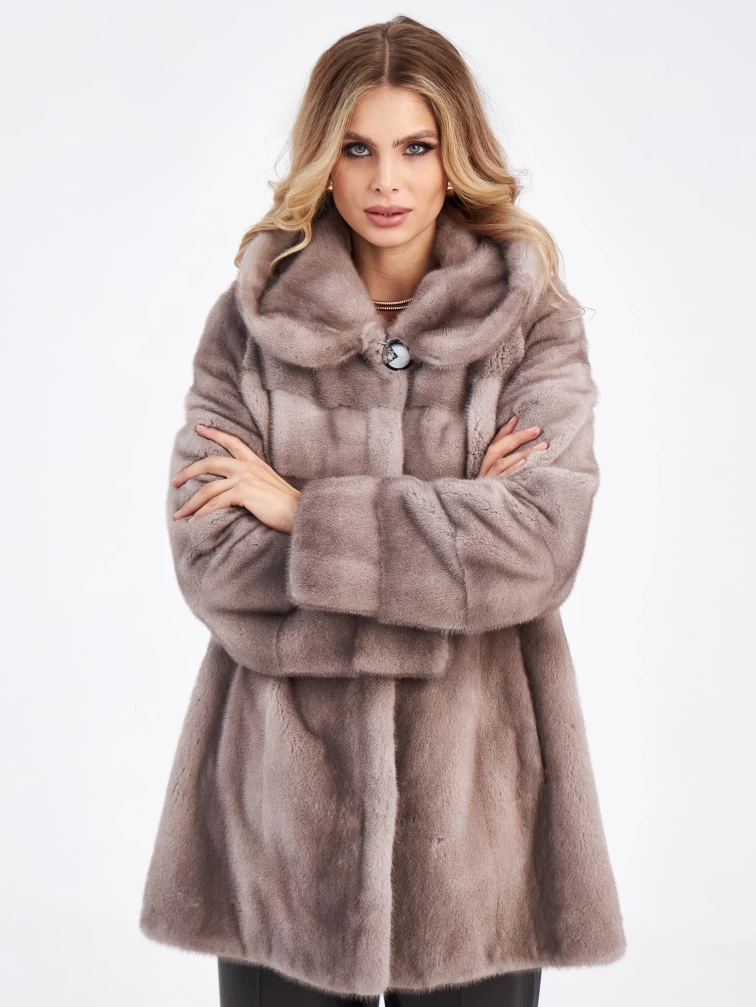 Женская шуба автоледи из меха норки Елена(к), серо-голубая, размер 50, артикул 33710-3