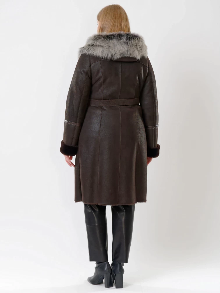 Зимний комплект женский: Дубленка 265 + Брюки 03, коричневый/черный, р. 42, арт. 111196-2