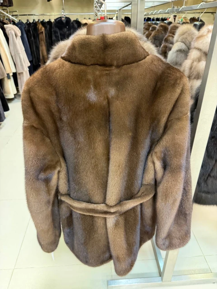 Короткий женский норковый пиджак М-102-2198, ореховый, размер 48, артикул 65670-1