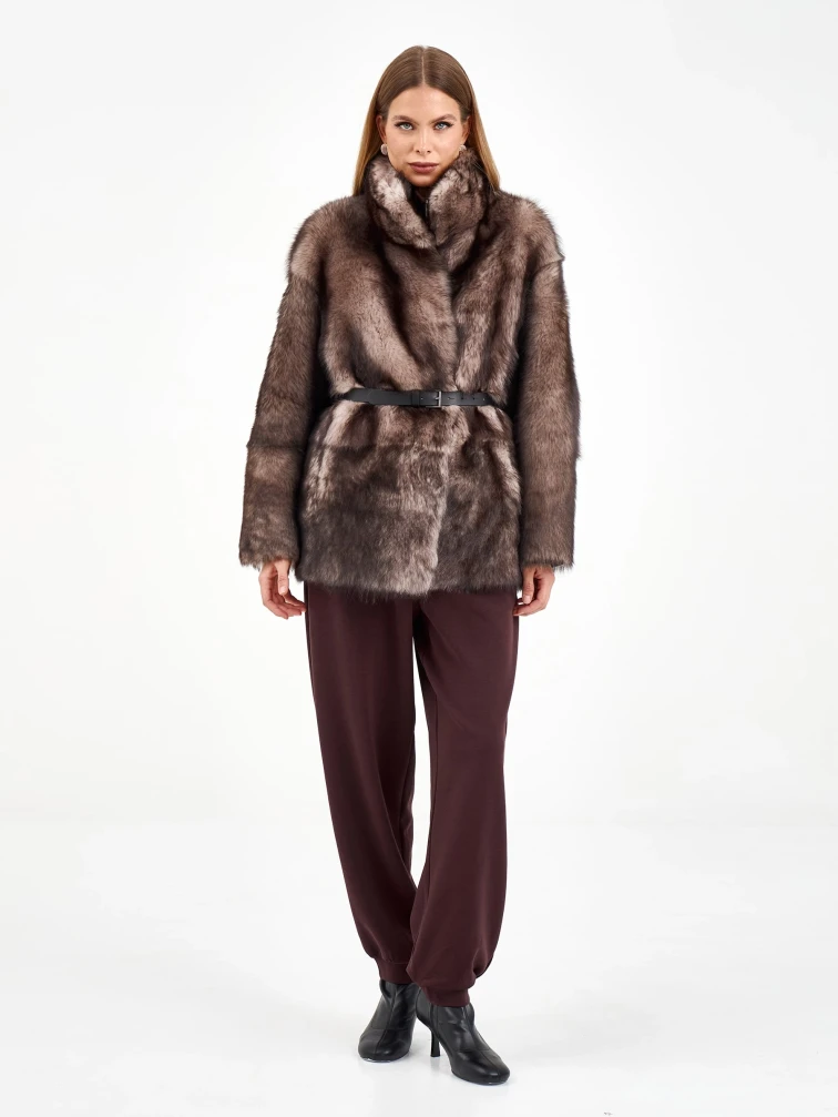 Короткая женская дубленка из тосканы 2072, cерая, размер 42, артикул 64960-0