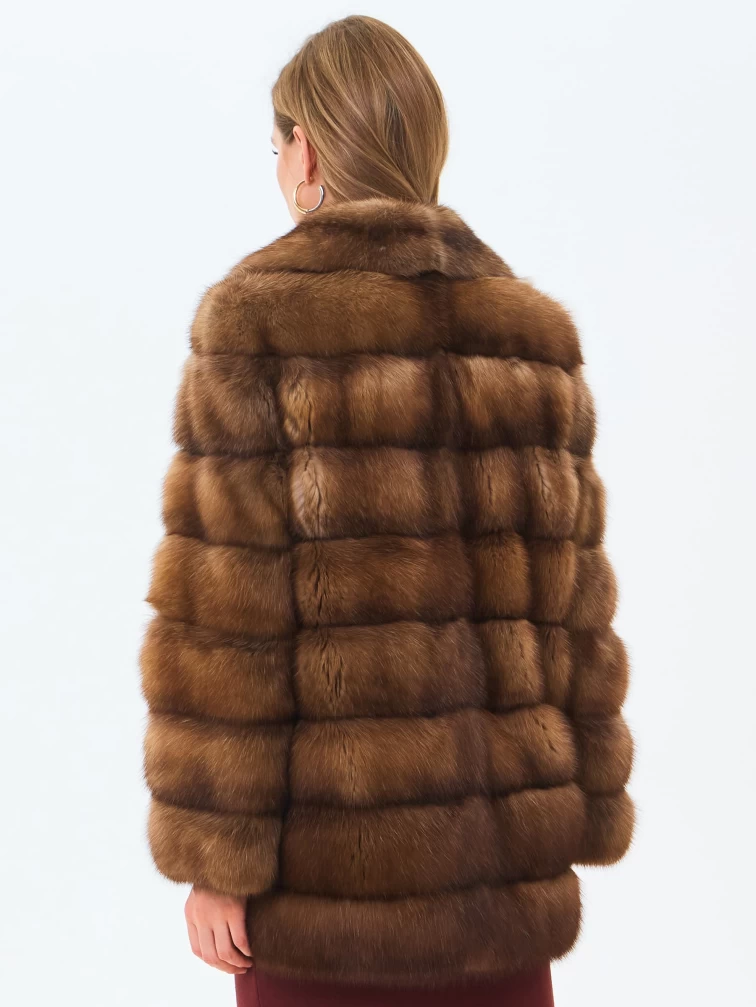 Шуба из меха соболя женская премиум класса Мэри, темно-коричневая, размер 50, артикул 34200-5