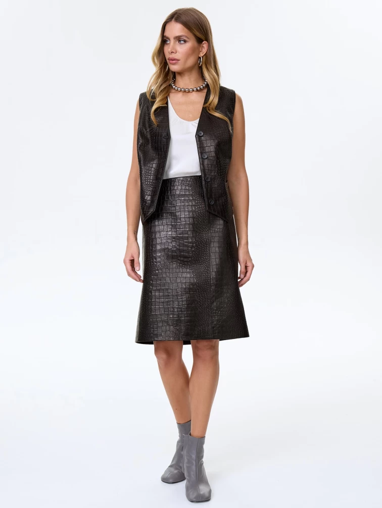 Укороченный женский жилет премиум класса 09, черный, размер 48, артикул 64250-6