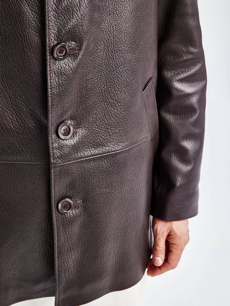 Кожаный пиджак мужской премиум класса 21/1, коричневый, размер 50, артикул 27300-2