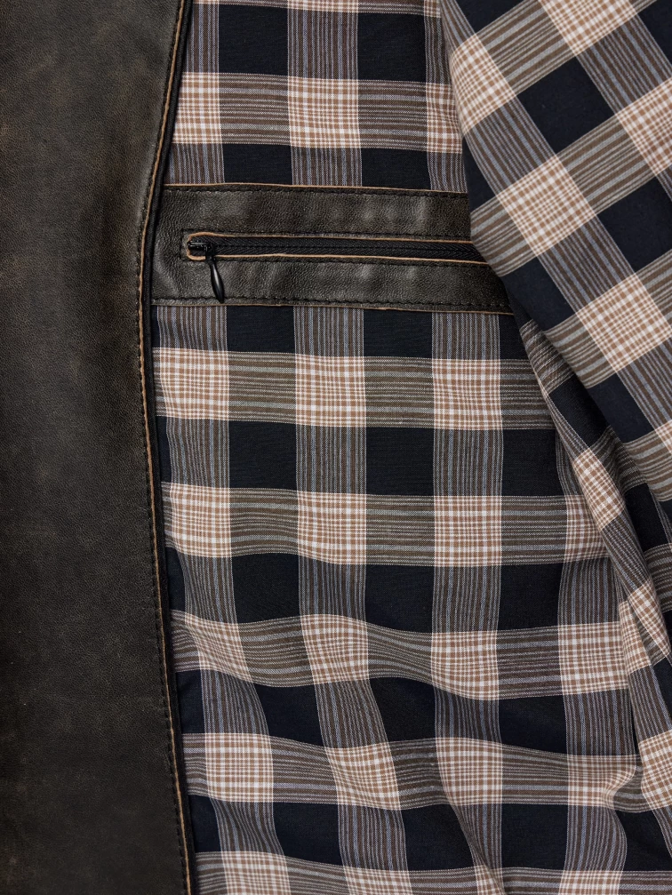 Мужская кожаная куртка косуха премиум класса 560, коричневая, размер 50, артикул 29660-3