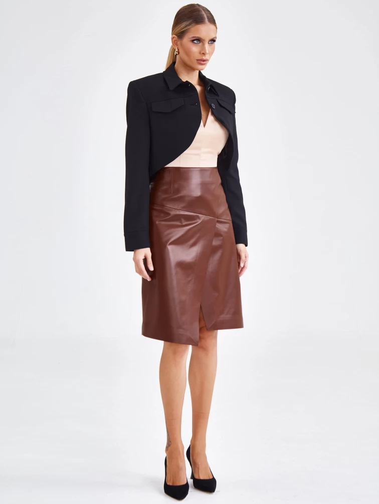 Юбка миди из натуральной кожи 15, табачная, размер 44, артикул 85890-3