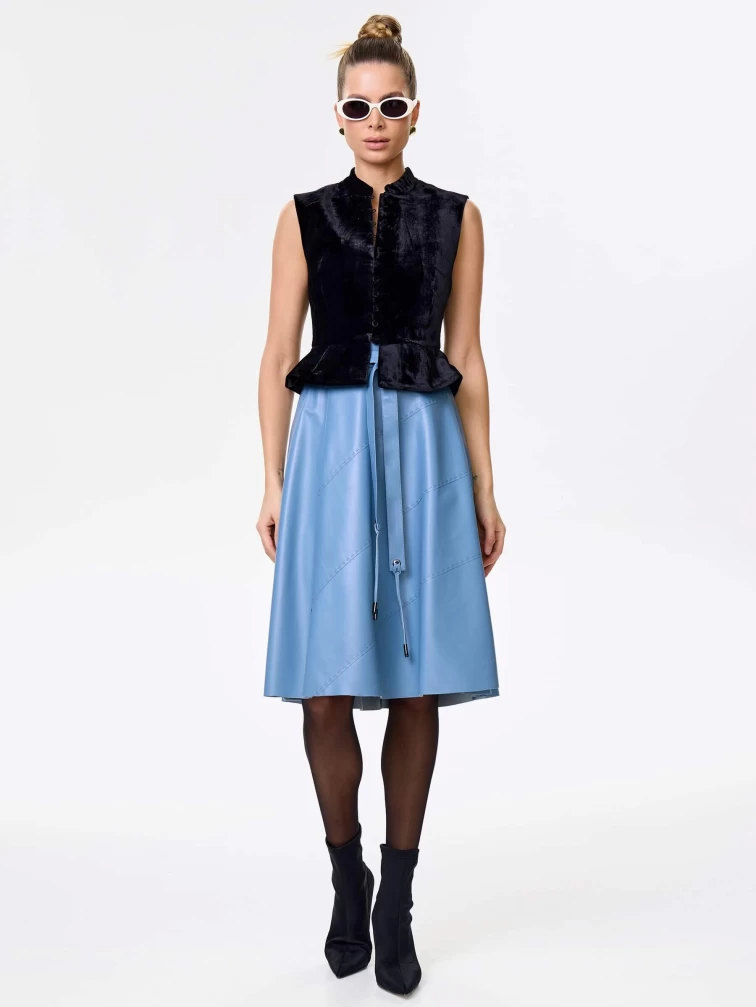 Голубая кожаная юбка 01рс, размер 48, артикул 85452-6