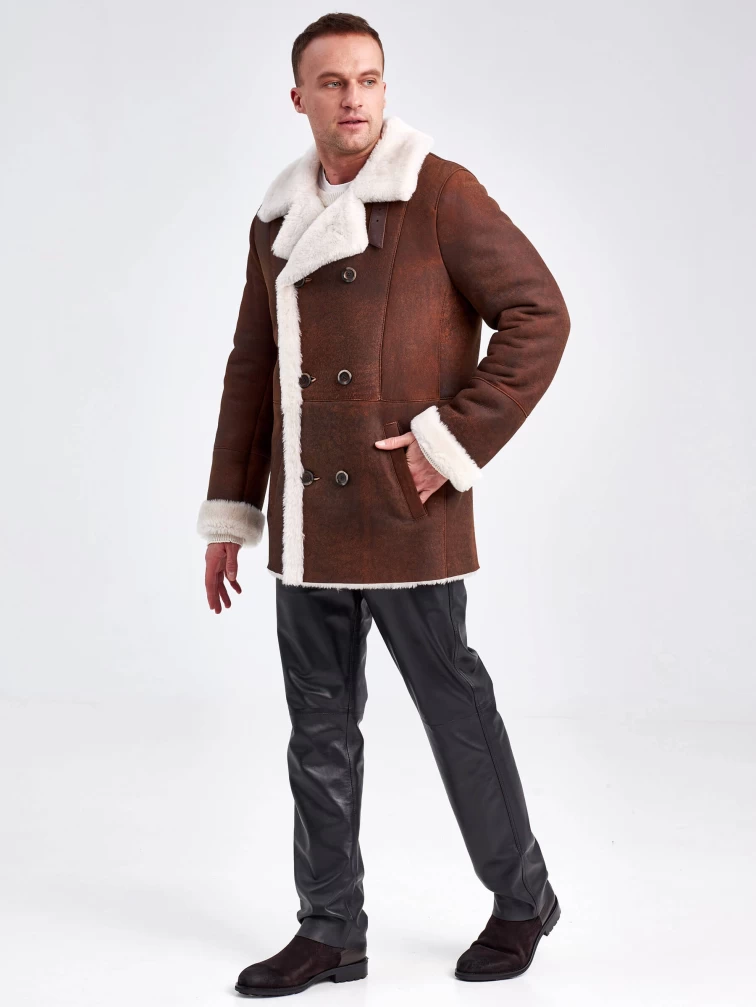 Дубленка двубортная мужская 431, виски, размер 48, артикул 71151-1