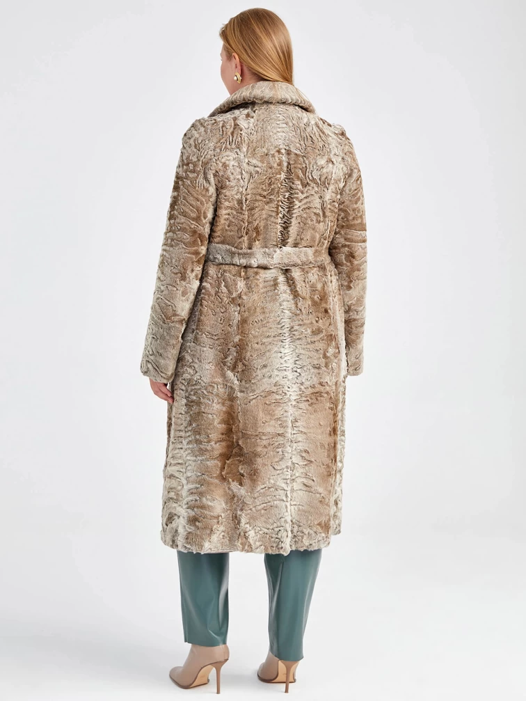Женская длинная шуба из меха каракуля Лола(в), жемчужная, размер 50, артикул 22760-2