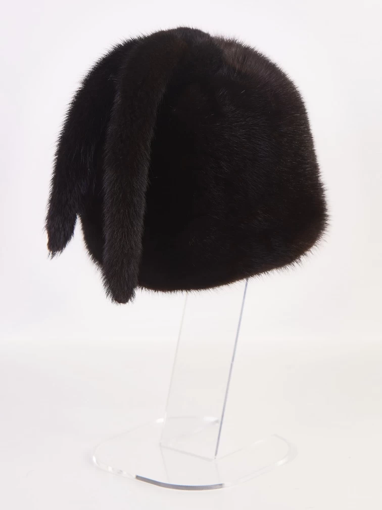 Головной убор из меха норки женский Зайчик, темно-коричневый, размер 58, артикул 51555-1