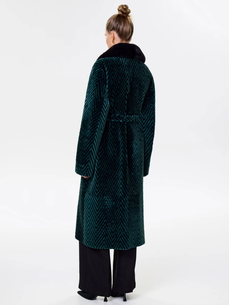 Двусторонняя женская дубленка с воротником из меха норки премиум класса 2003, зеленая, размер 46, артикул 62471-7