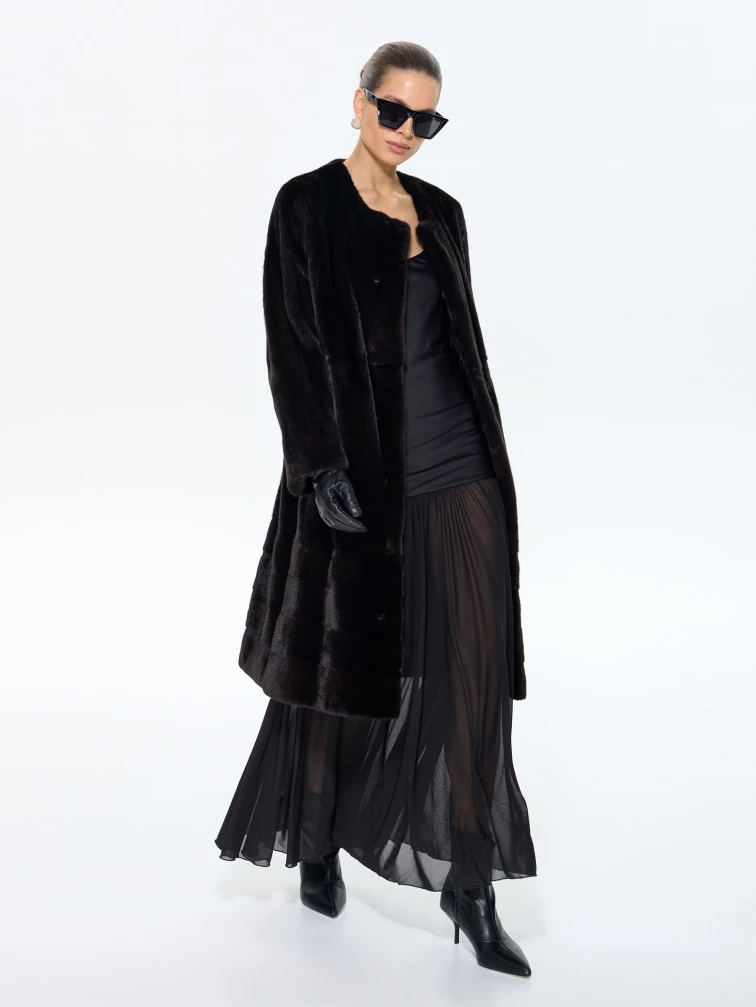 Норковая женская шуба BRASCHI NJ 13/C13, черная, размер 44, артикул 34380-4