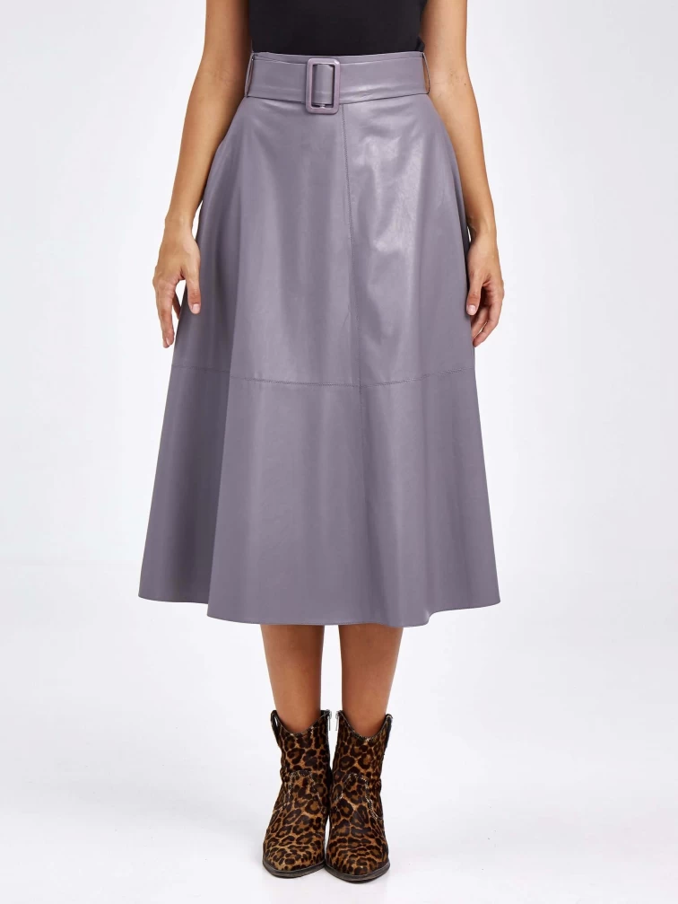 Женские кожаная юбка из экокожи 4820761, серая, размер 44, артикул 85810-1