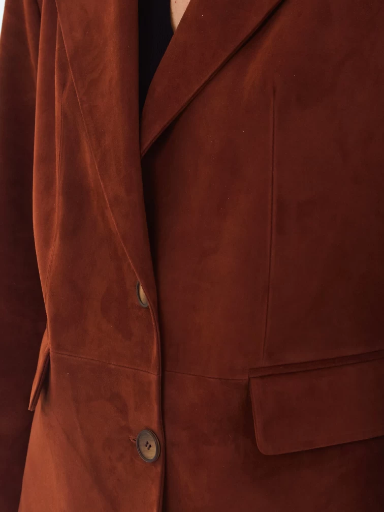 Женский замшевый пиджак премиум класса 3096з, табачный, размер 48, артикул 24370-3