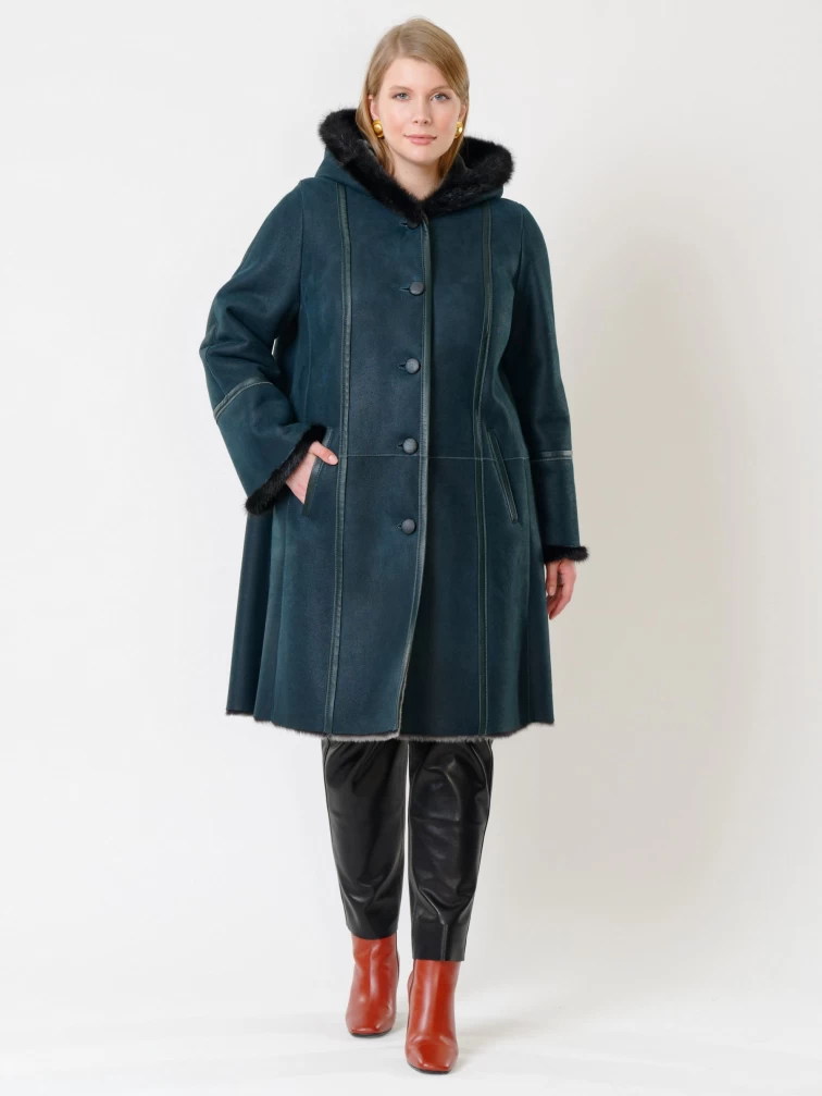 Демисезонный комплект женский: Дубленка 225У + Брюки 03, синий/черный, р. 50, арт. 111209-0