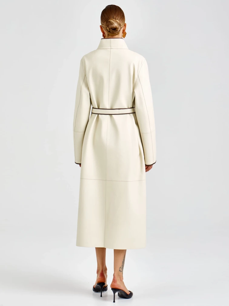 Белый женский кожаный плащ 3104, размер 48, артикул 92140-4