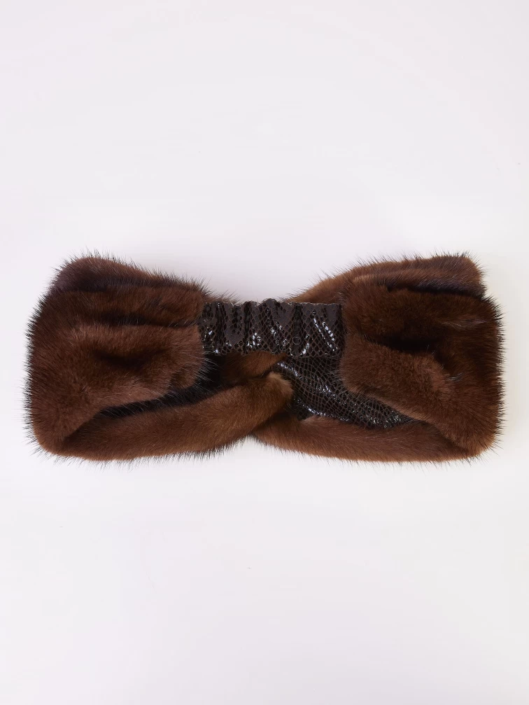 Головной убор (повязка) из меха норки женский М-408, коричневый, размер 58, артикул 51285-1