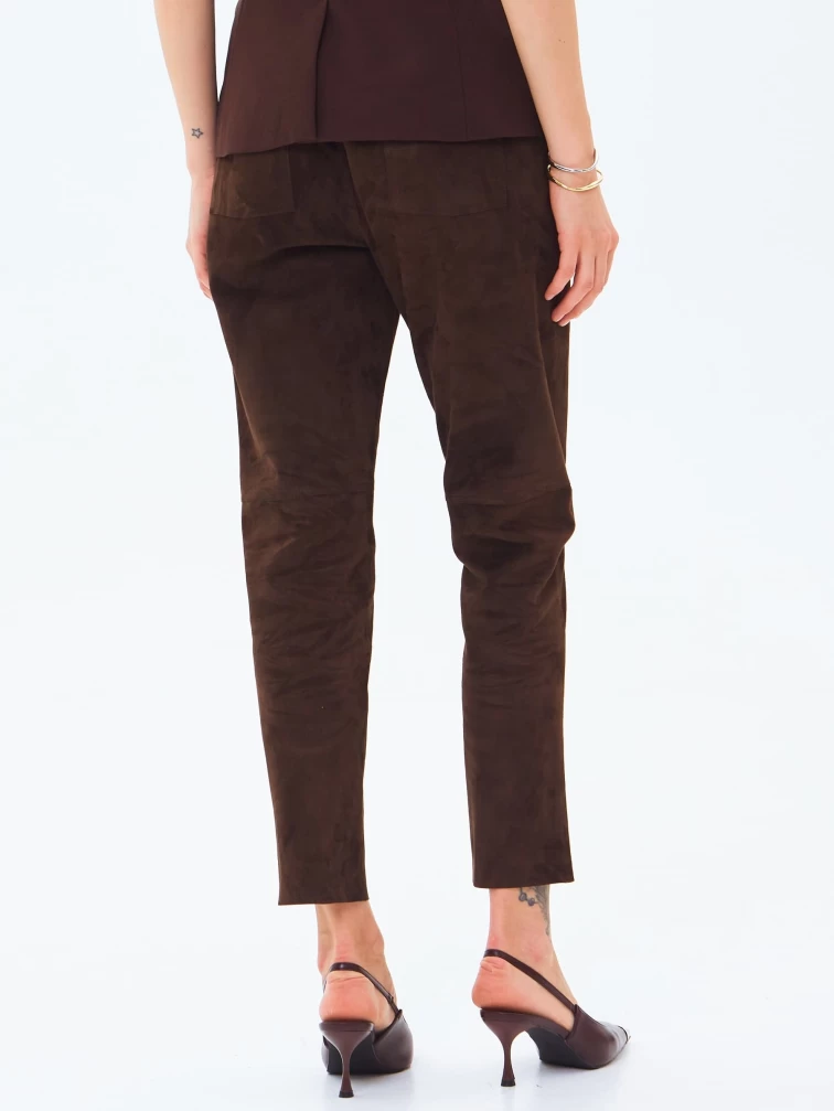 Замшевые женские брюки 09з, коричневые, размер 44, артикул 86030-5