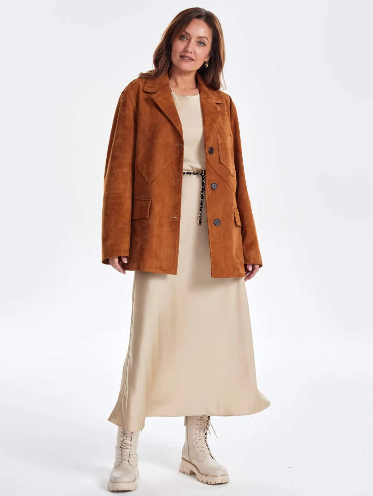 Замшевый пиджак для женщин премиум класса 3069з, виски, размер 44, артикул 24110-1