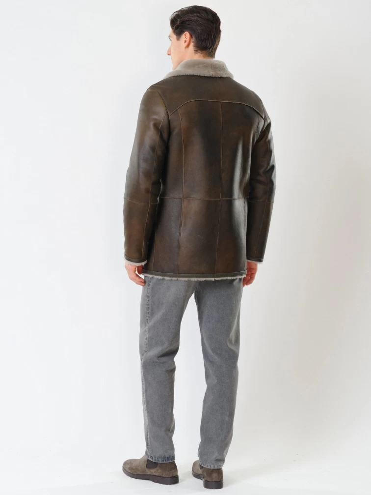 Мужская классическая дубленка 405, оливковая, размер 48, артикул 70431-4