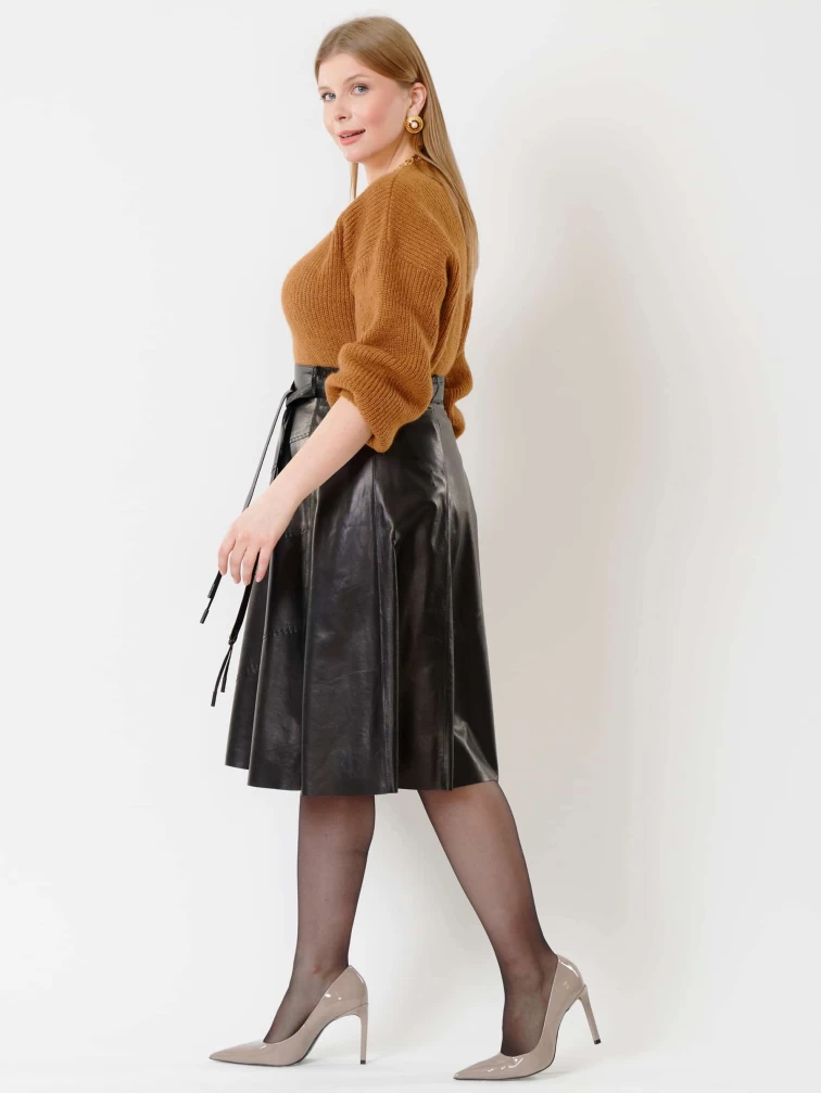 Кожаная расклешенная юбка из натуральной кожи 01рс, черная, размер 44, артикул 85461-3