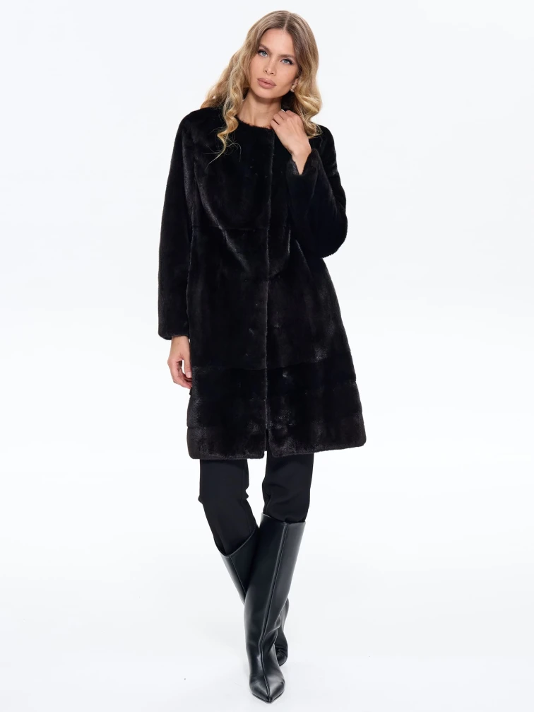 Черная женская шуба из меха норки BRASCHI NJ 13, размер 42, артикул 34370-6