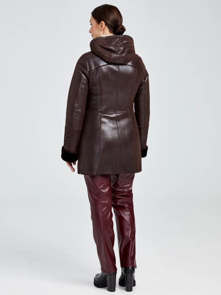 Зимний комплект женский: Дубленка 268 + Брюки 02, коричневый/бордовый, р. 42, арт. 111373-1