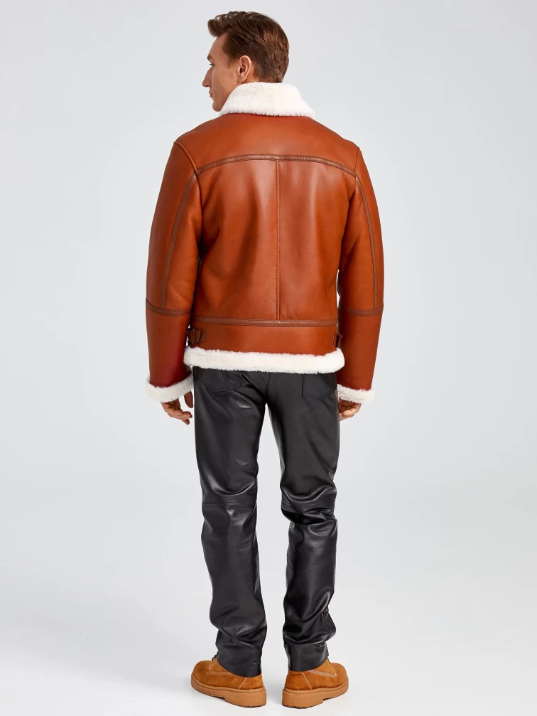 Короткая мужская дубленка пилот премиум класса 430, коньячная, размер 52, артикул 70771-4