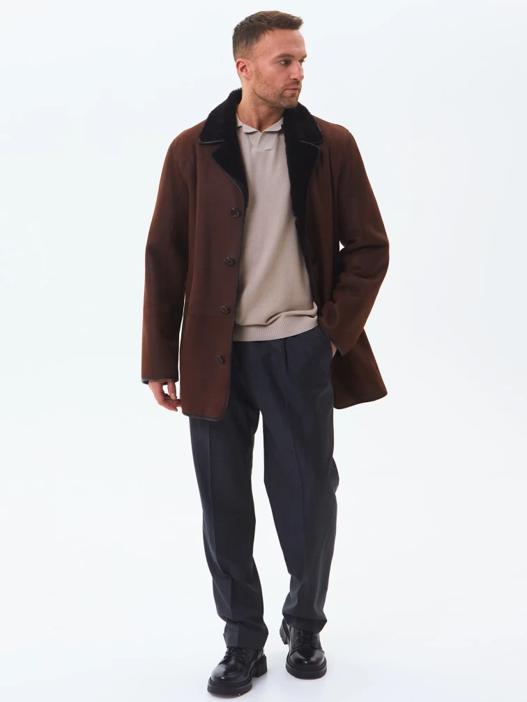 Классическая мужская дубленка 135, виски, размер 48, артикул 70720-6