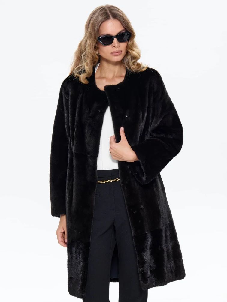 Черная женская шуба из меха норки BRASCHI NJ 13, размер 42, артикул 34370-4