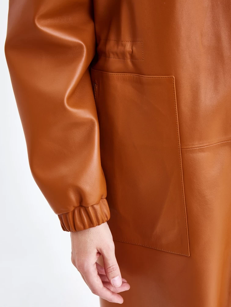 Женский кожаный плащ бомбер премиум класса 3035, виски, размер 44, артикул 91931-2