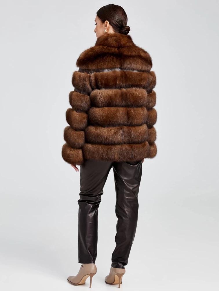 Шуба из меха соболя женская С-2 Ребекка, коричневая, размер 44, артикул 19130-4