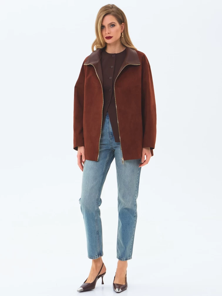 Женская замшевая куртка премиум класса 3090з, табачная, размер 46, артикул 24380-1