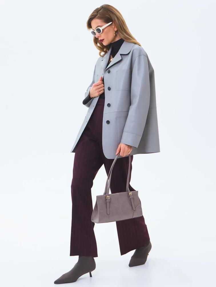 Кожаная куртка премиум класса для женщин 3092, серая, размер 46, артикул 24570-7