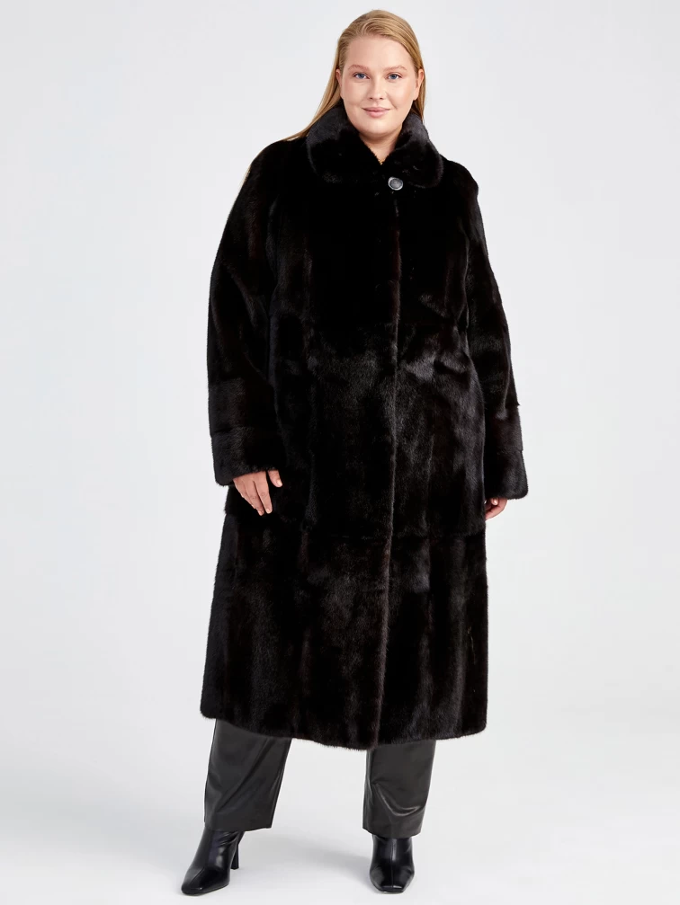 Зимний комплект женский: Шуба из меха норки Елизавета(в) + Брюки 04, черный, р. 52, арт. 111358-1