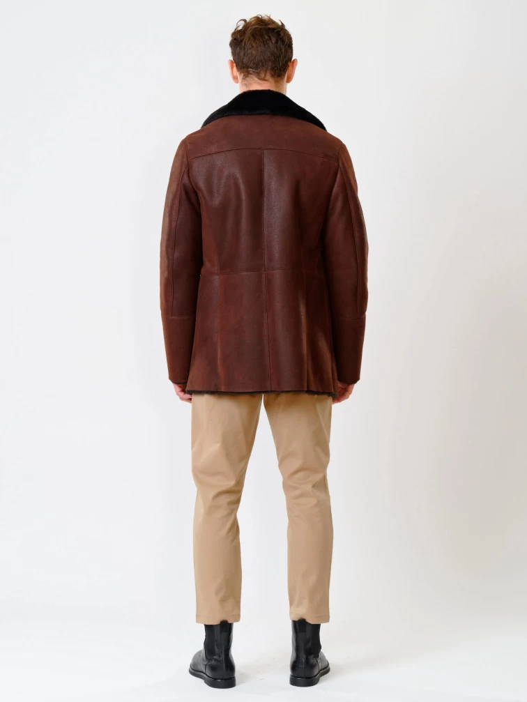 Дубленка двубортная мужская 431, коричневая, размер 48, артикул 70260-4