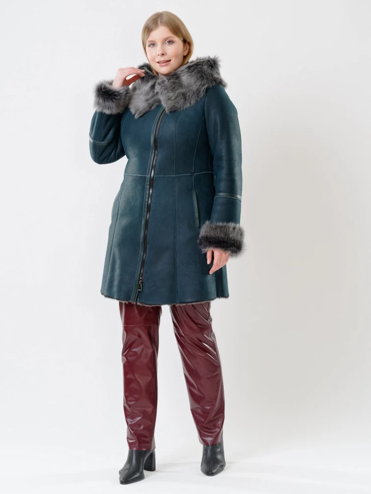 Демисезонный комплект женский: Дубленка 283 + Брюки 02, синий/бордовый, р. 44, арт. 111231-6