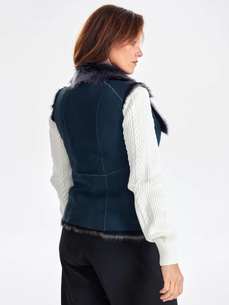 Меховой жилет из тосканы премиум класса для женщин 06, синий, размер 46, артикул 63320-2