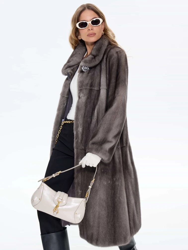 Шуба из меха норки MAKIS ROUSSOULIS ROTER-Z, серая, размер 46, артикул 34490-3