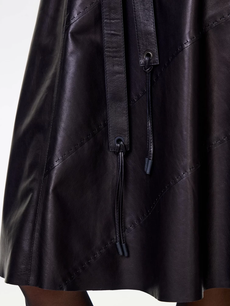 Кожаная расклешенная юбка из натуральной кожи 01рс, черная, размер 44, артикул 85460-2