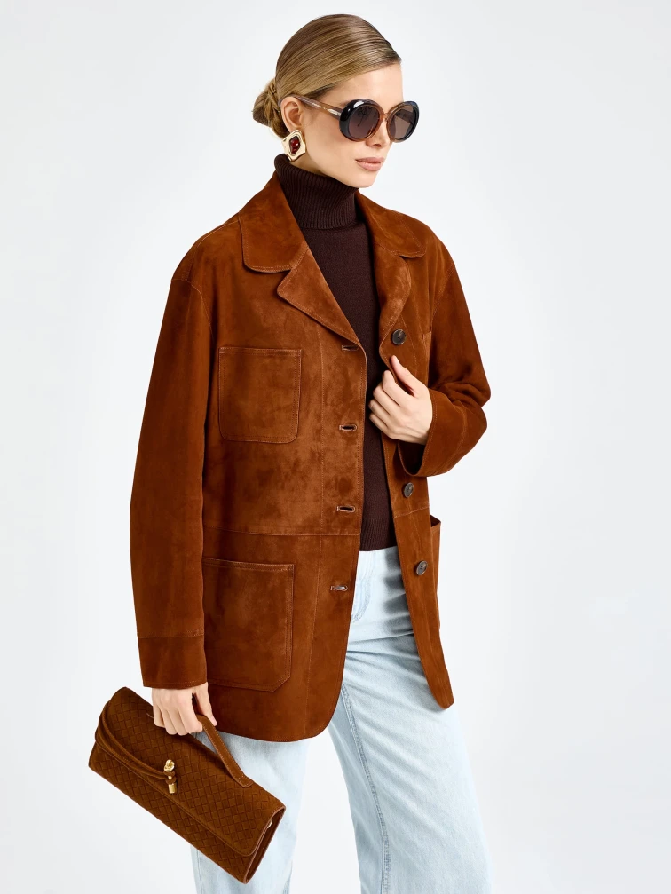 Женская замшевая куртка 3092з, виски, размер 46, артикул 92330-2