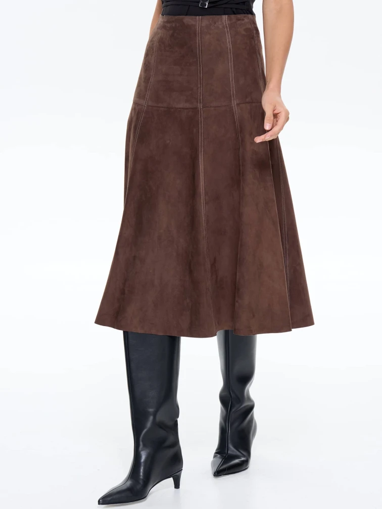 Замшевая юбка 17з, cветло-коричневая, размер 42, артикул 86060-1