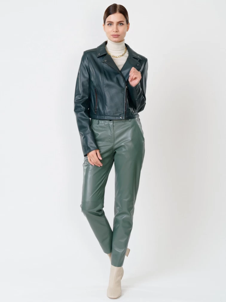 Кожаный комплект женский: Плащ 381 + Брюки 03, синий/оливковый, р. 44, арт. 111163-6