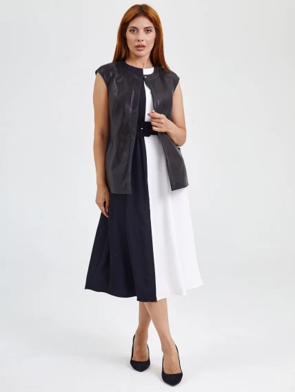 Женский жилет из натуральной кожи премиум класса 04, черный, размер 50, артикул 91720-2