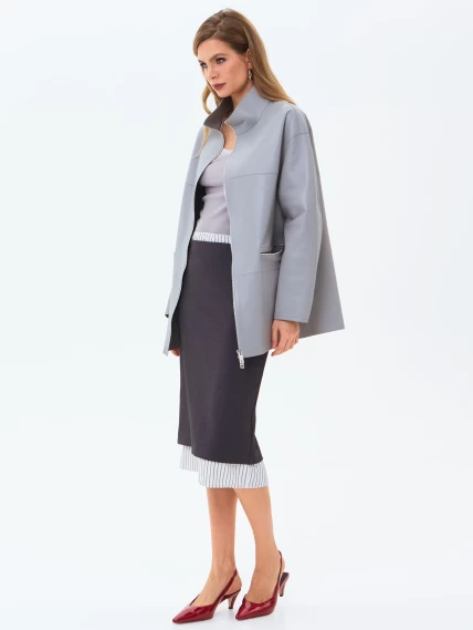 Женская кожаная куртка премиум класса 3089, серая, размер 50, артикул 24420-6