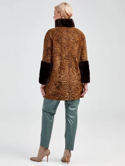 Короткая женская шуба из меха каракуля с отделкой норкой 17101к(сн), намибия, размер 44, артикул 22810-5