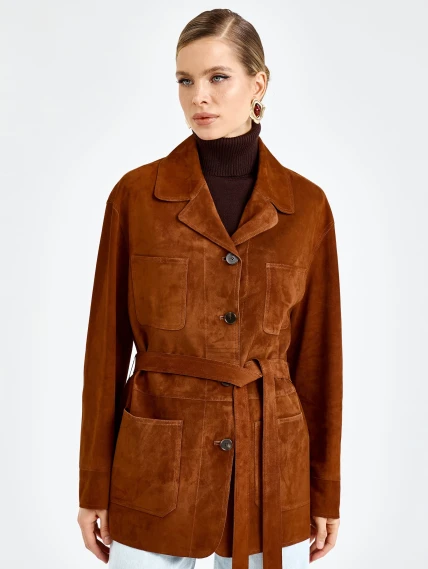 Женская замшевая куртка 3092з, виски, размер 46, артикул 92330-1