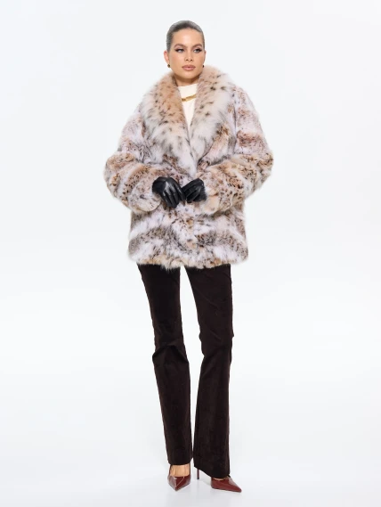 Женская шуба из меха рыси М850, натуральный, размер 48, артикул 65330-5