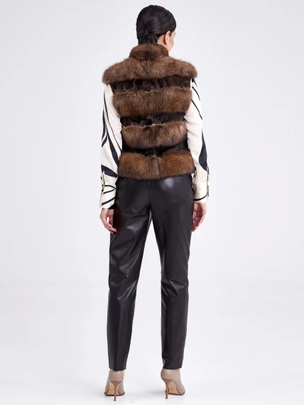Жилет из меха каракульчи с соболем для женщин Инна, черный, размер 42, артикул 33340-5