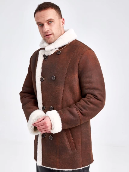 Дубленка двубортная мужская 431, виски, размер 48, артикул 71151-0